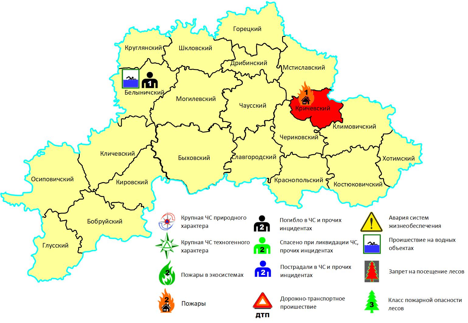 Карта могілевской області