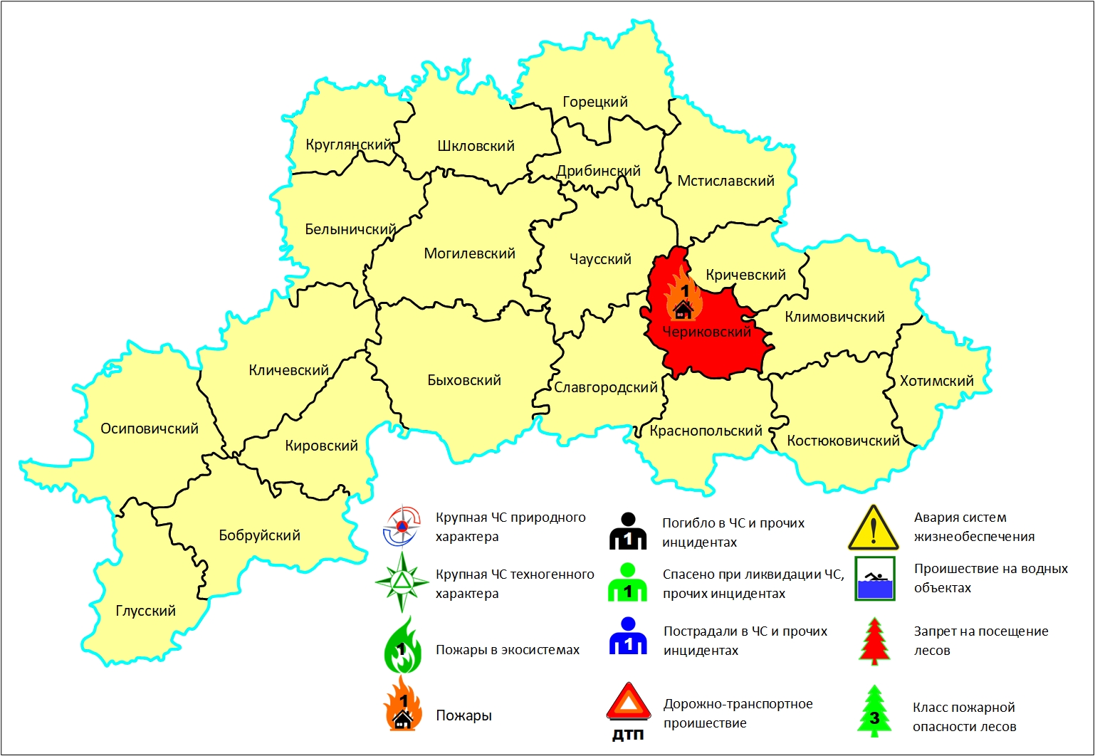 Карта могілевской області