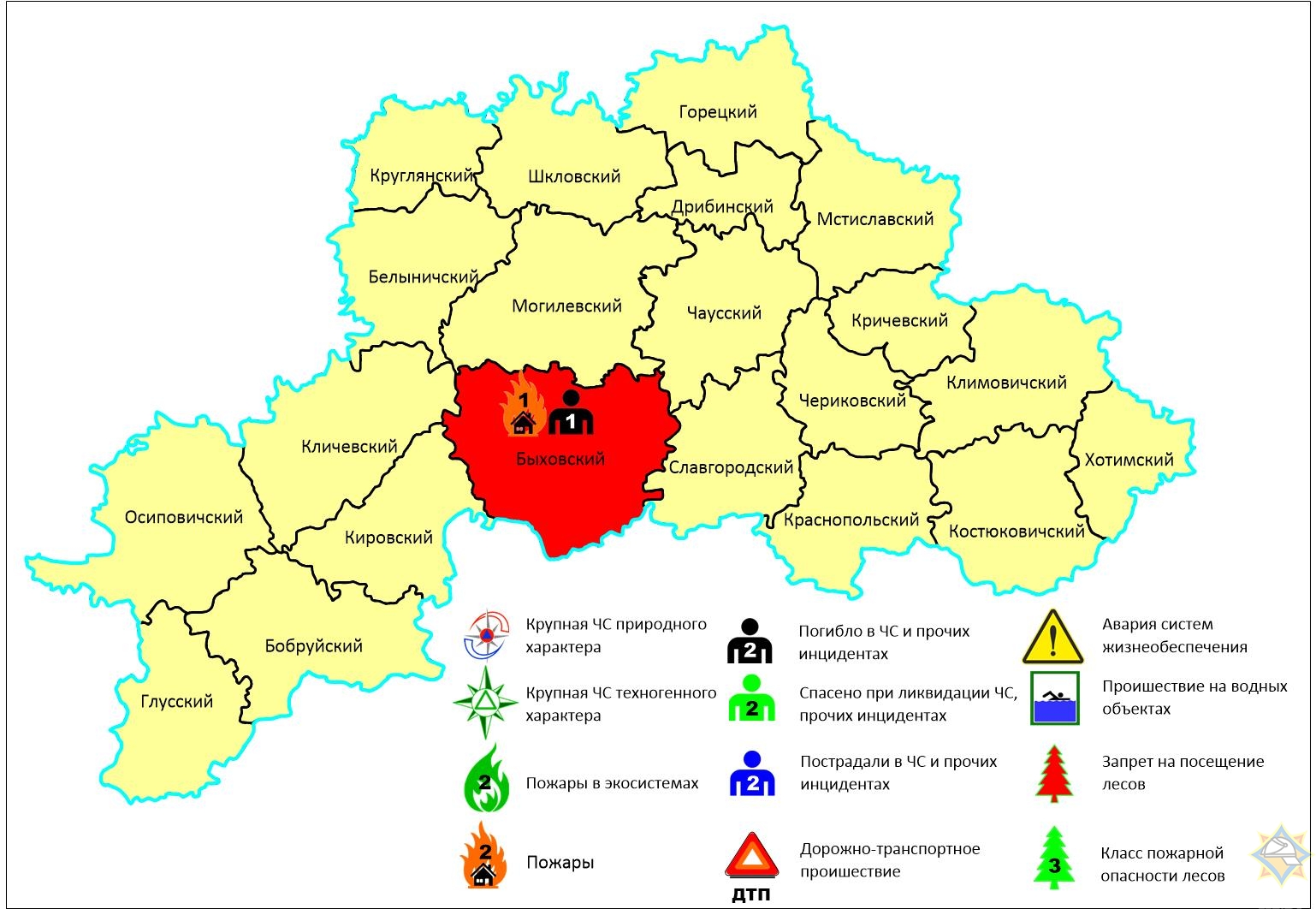 Карта быховского района