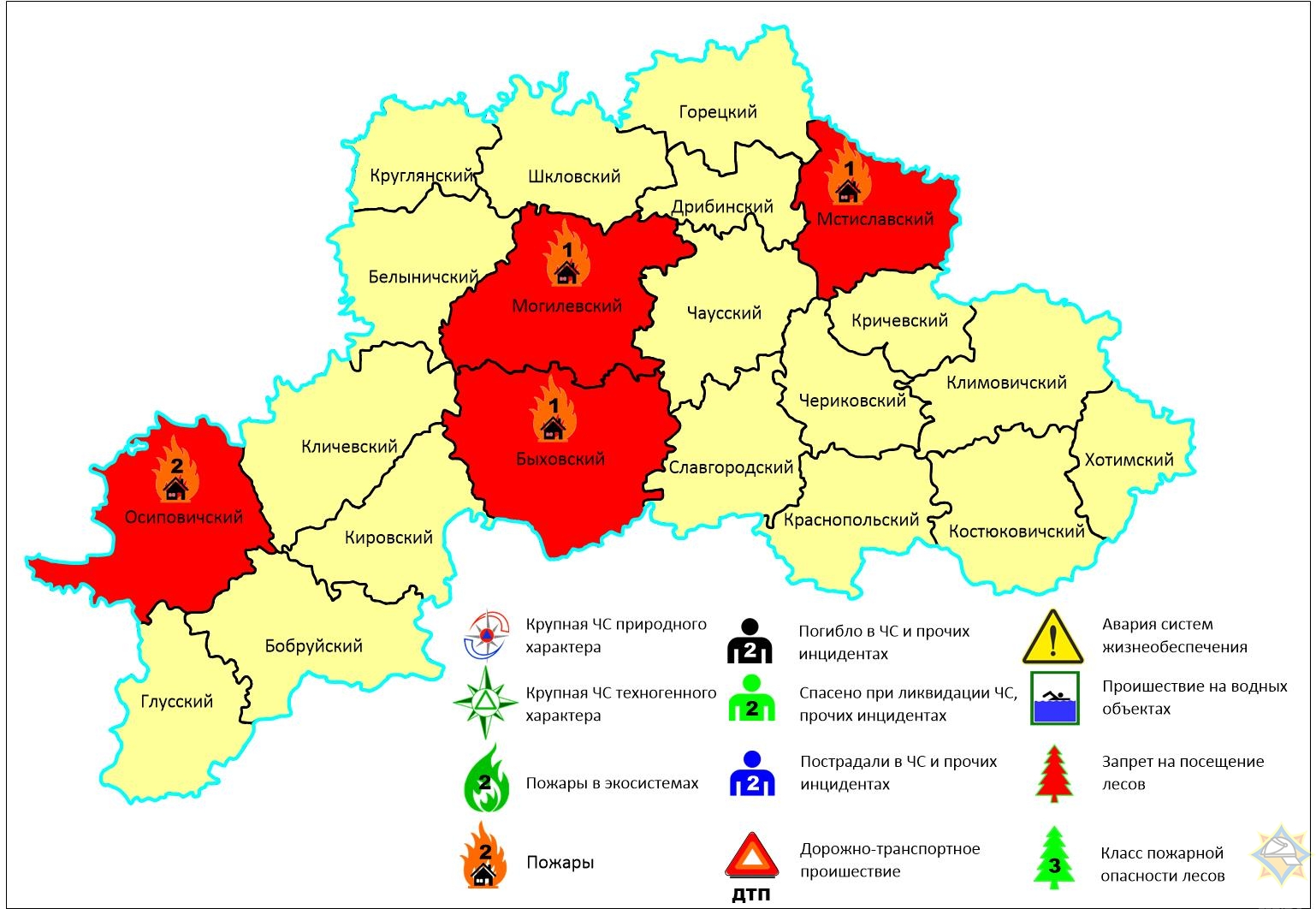 Карта быховского района